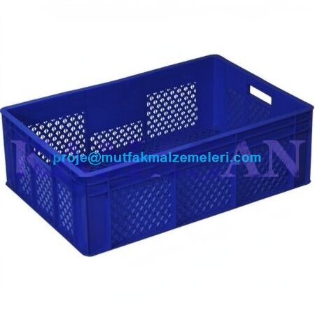 UV katkılı birinci kalite YYPE hammaddeden üretilmiş, altı ve yanları delikli, sapı açık endüstriyel sanayi tipi plastik kasa.
