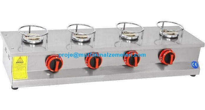 90x28x18 cm paslanmaz çelik gövde, güvenlik valfli ve termokuplu profesyonel künefe pişirme ekipmanı. Çiğ gaz atmayan, yakıt tasarruflu sanayi tipi gazlı ocak görseli. 12.2 Kw ısı kapasiteli profesyonel tatlı ocağı.