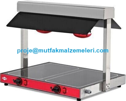 EMP.STU.01 Sıcak Teşhir Ünitesi: 725x570x562 mm, 15 kg ağırlığında, 2 adet GN 1/1 küvet kapasiteli, termostatlı ve pleksiglas korumalı sanayi tipi sıcak yemek teşhir standı. #TeşhirÜnitesi #EndüstriyelMutfak