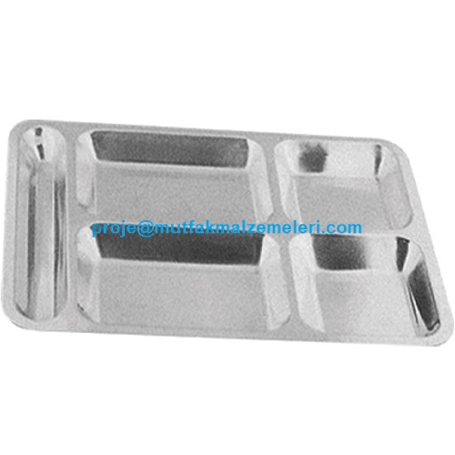 5 Bölmeli paslanmaz çelik standart tabldot tabağı - 30x40 cm sanayi tipi yemekhane servis tepsisi 0.70 mm kalınlık #tabldot #yemekhanetepsisi #paslanmazcelik #mutfakekipmanlari