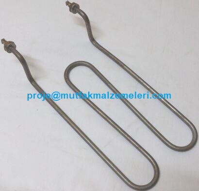 Genleşme kapları, buharlaştırma üniteleri ve yemek sıcak tutma tezgahları için 16x29 cm ölçülerinde su ısıtıcısı rezistansı. 6 cm dikme ve 3 cm dirsek yapısıyla paslanmaz ve kirece dayanıklı yapıda imal edilmiş sanayi tipi kaliteli yedek parça çözümü.