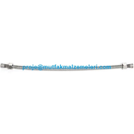 30 cm Paslanmaz Çelik Yüksüklü Flex Boru, çift rekorlu 16x1.5 bağlantıya ve 3/8 havşalı montaj uyumuna sahiptir. Esnek metal yapısı sayesinde uygun gaz bağlantılarında pratik kullanım sağlar; restoran ve endüstriyel mutfaklar için uygundur.